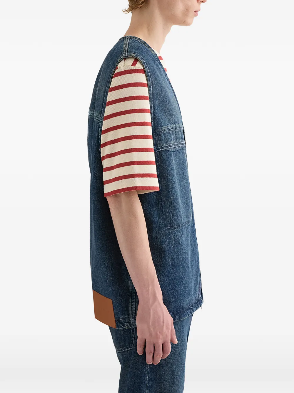 denim chest pockets gilets
