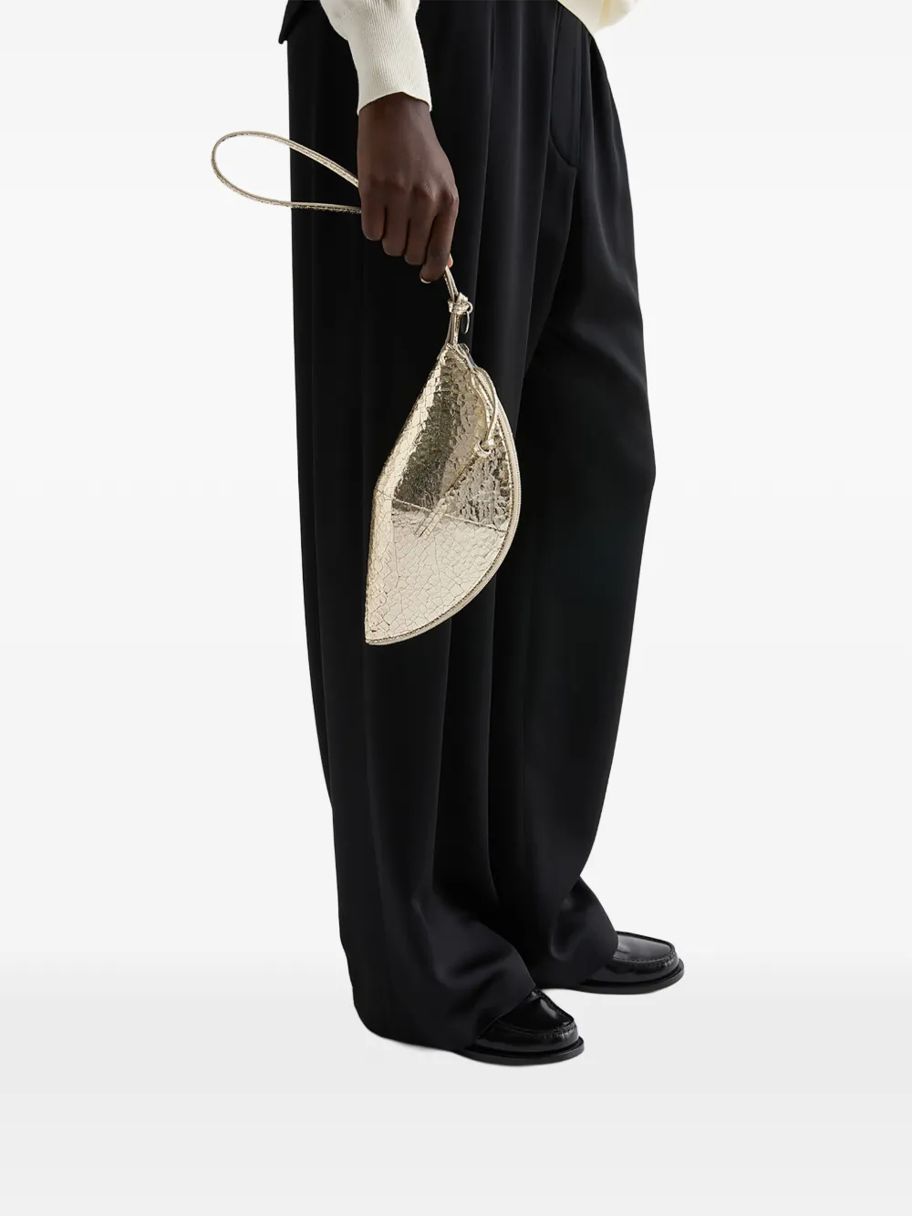 Jil Sander Curve medium leren clutch Goud