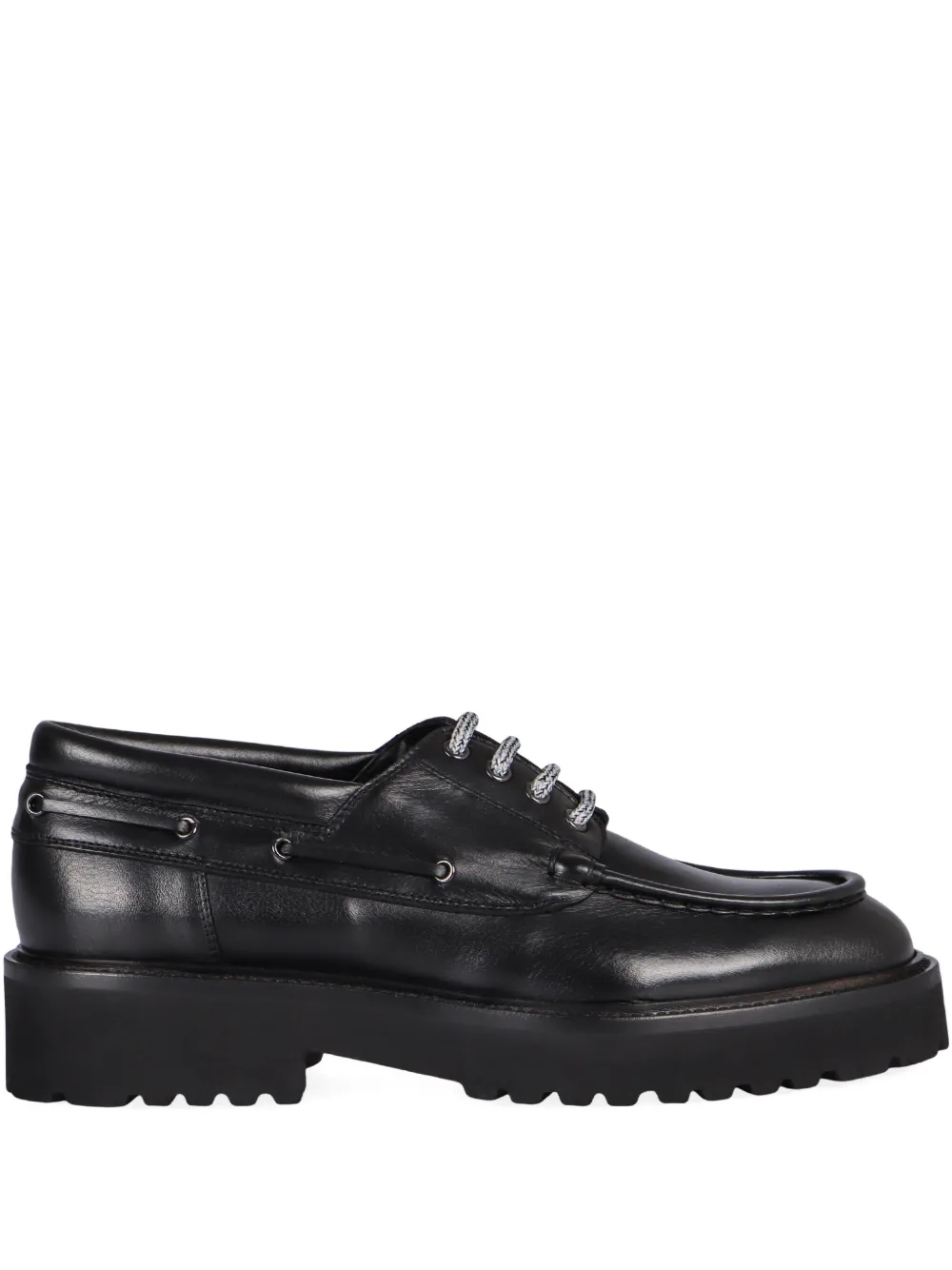 Doucal's Leather Lace-up Loafers In Black