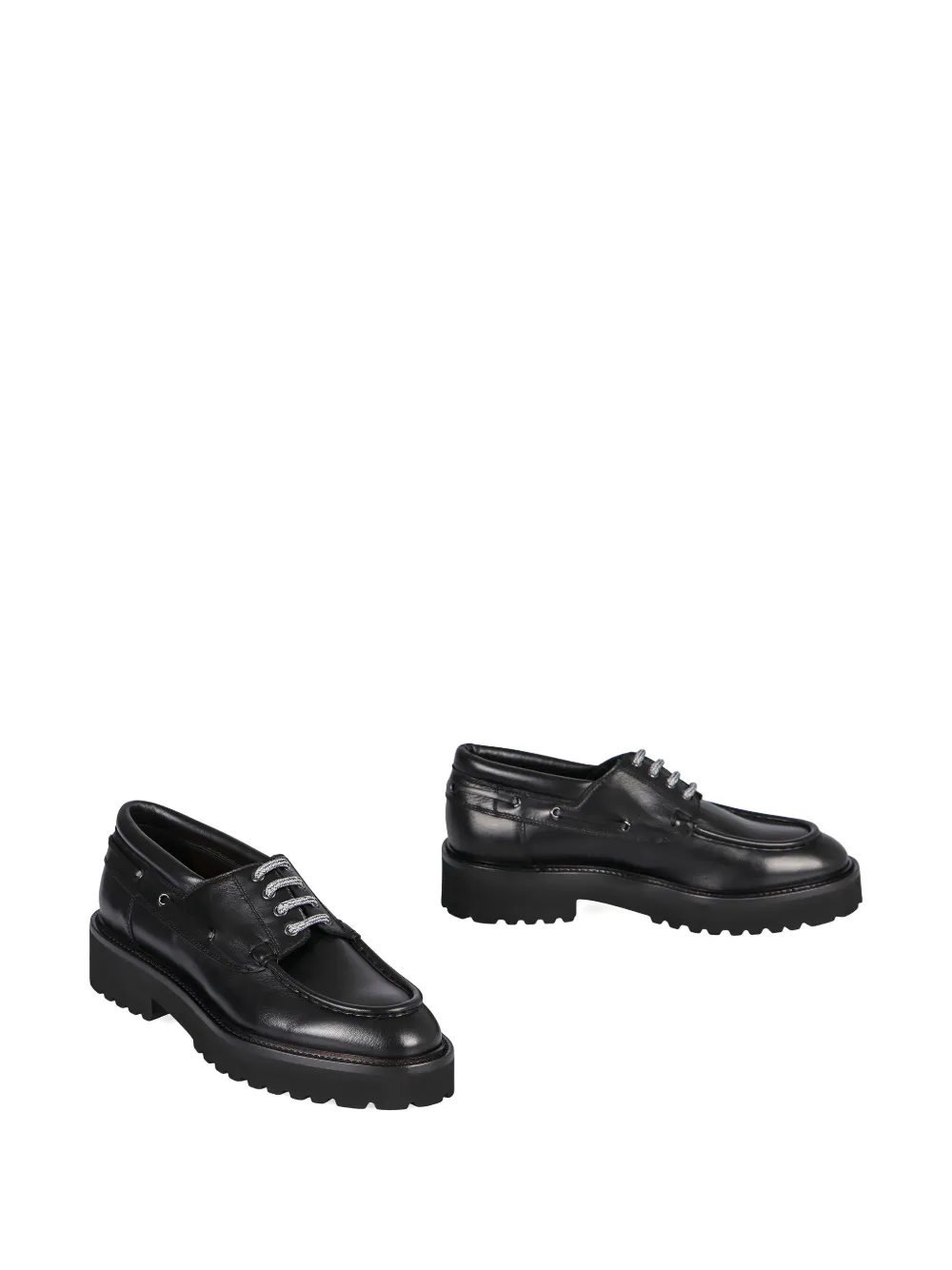 Doucal's Leather Lace-up Loafers In Black