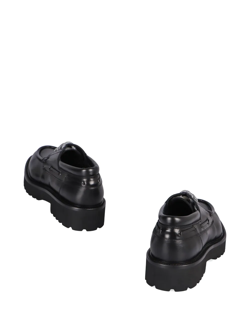 Doucal's Leather Lace-up Loafers In Black