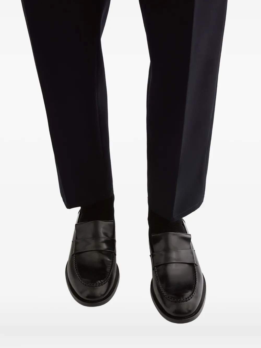 Jil Sander Leren loafers Zwart