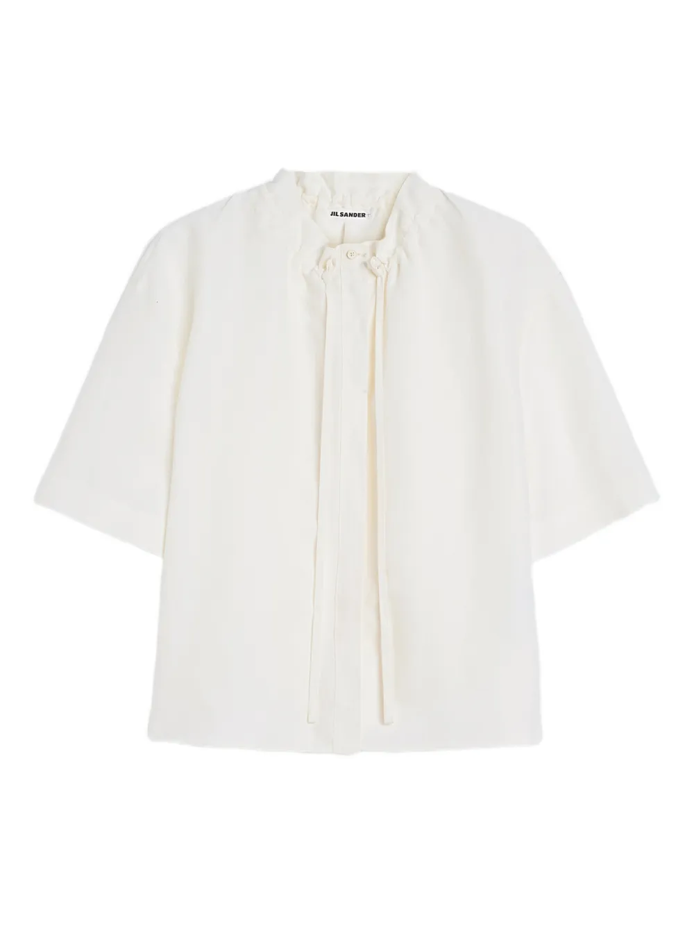 Jil Sander Drawstring Collar Short-sleeve Blouse In White