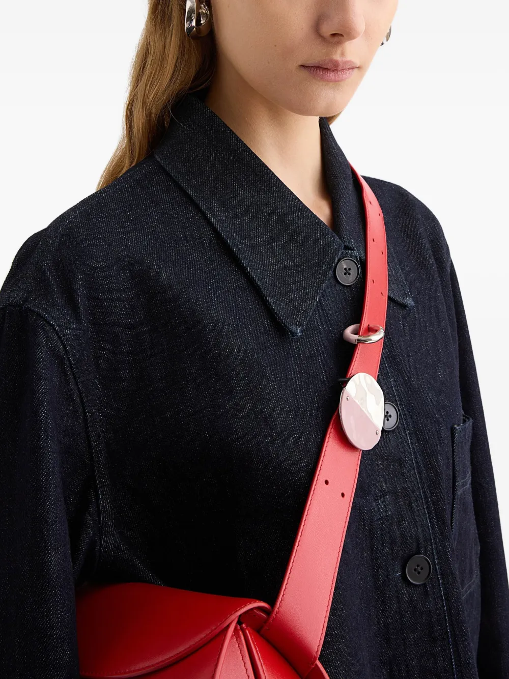 Jil Sander Cannolo Hoop Brooche In Pink