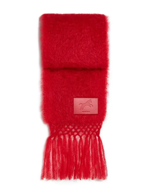 Jil Sander horse-patch fringed scarf