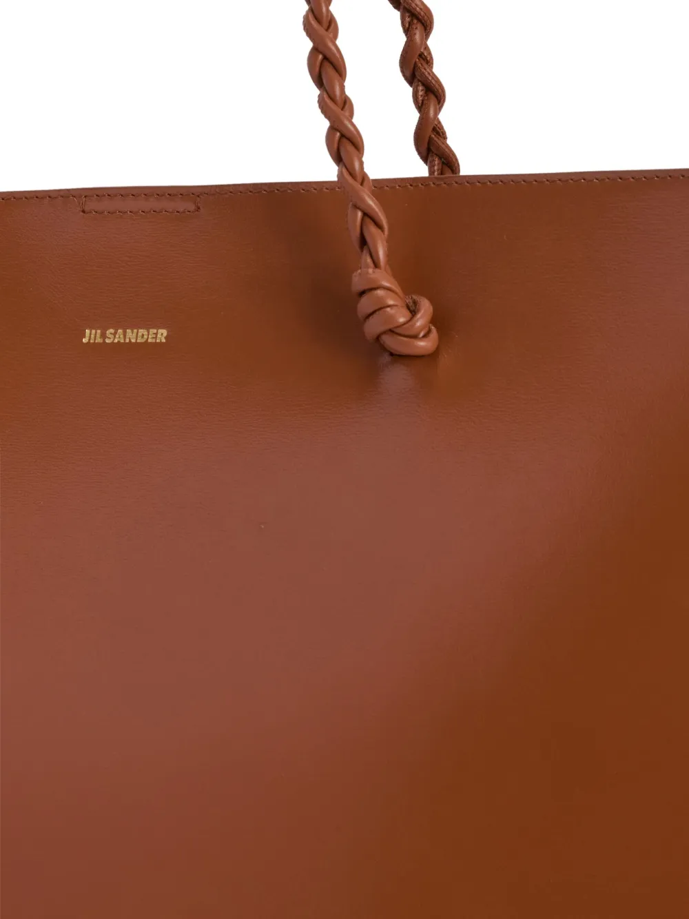  Jil Sander Tangle Knotted Handle Embossed Tote Bag - Brown 