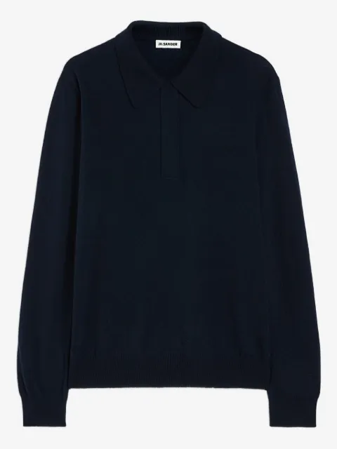 Jil Sander Langärmeliger Pullover mit Polo-Kragen