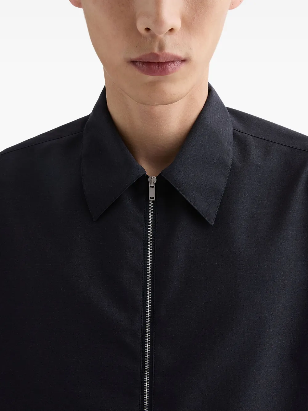  Jil Sander Zip Long-sleeve Wool Shirt - Blue 