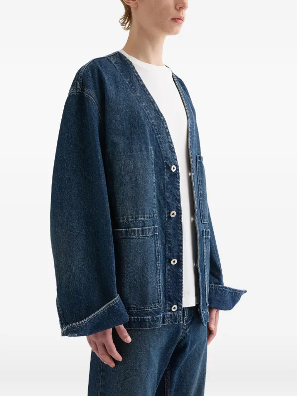 JIL SANDER デニムジャケット インディゴ サイズ48 Jil Sander Vネック デニムジャケット | ブルー | FARFETCH JP