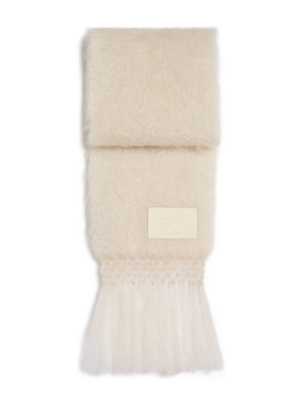 Jil Sander logo-patch fringed scarf | Neutrals | Image 1