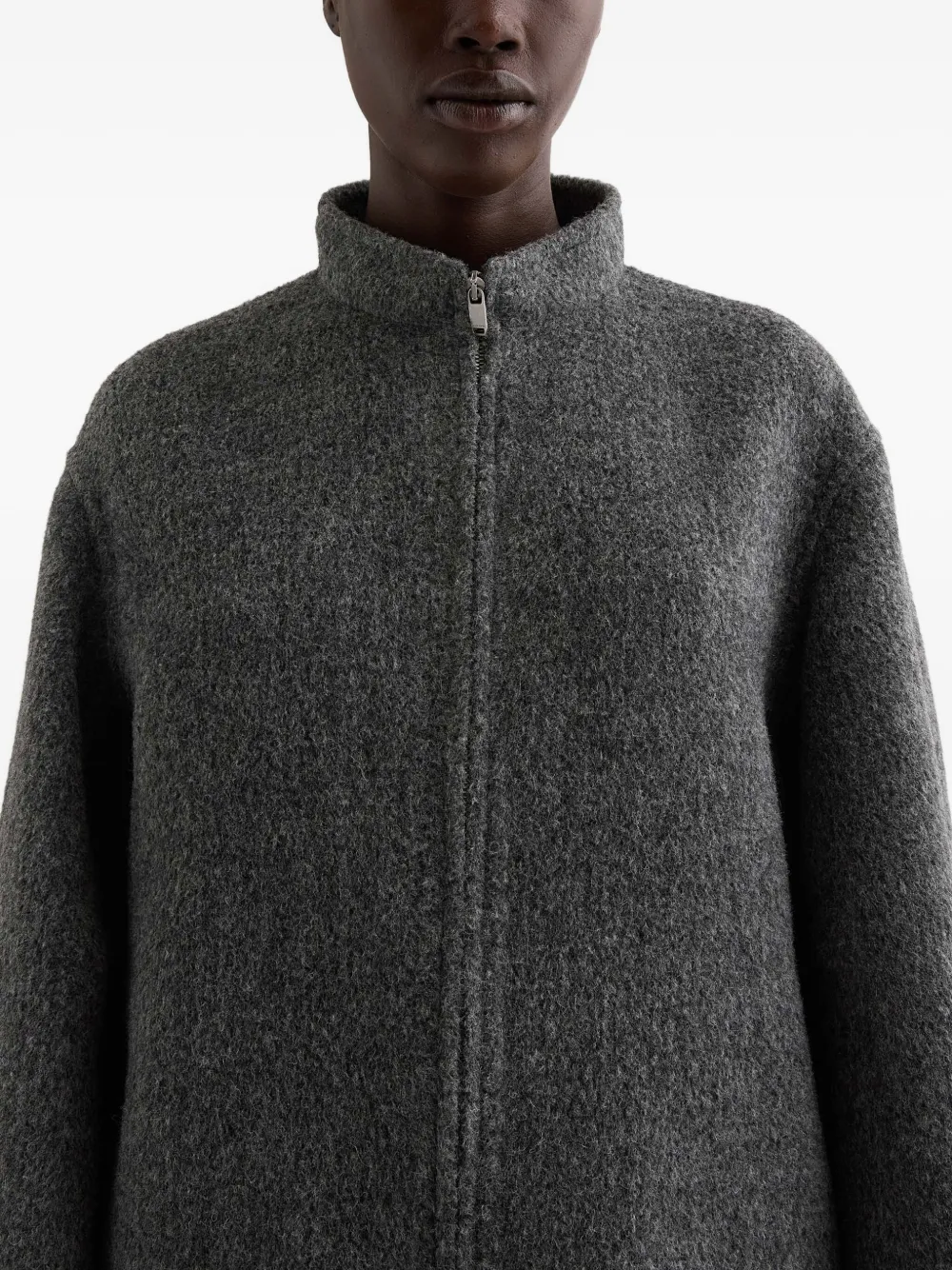  Jil Sander Stand-up Collar Fleece Jacket - Grey 