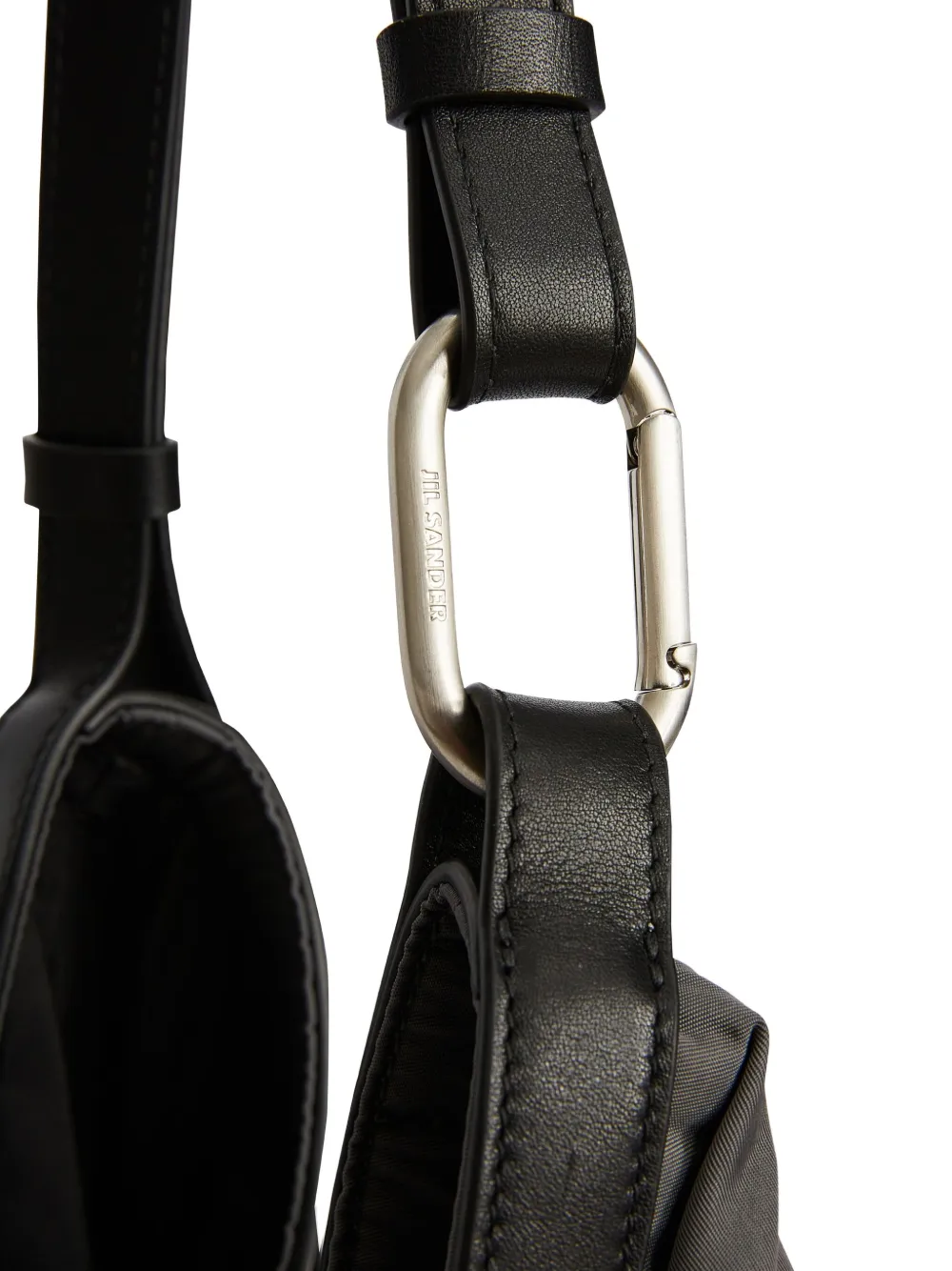 Jil Sander Leren tas met bandje en logo Grijs