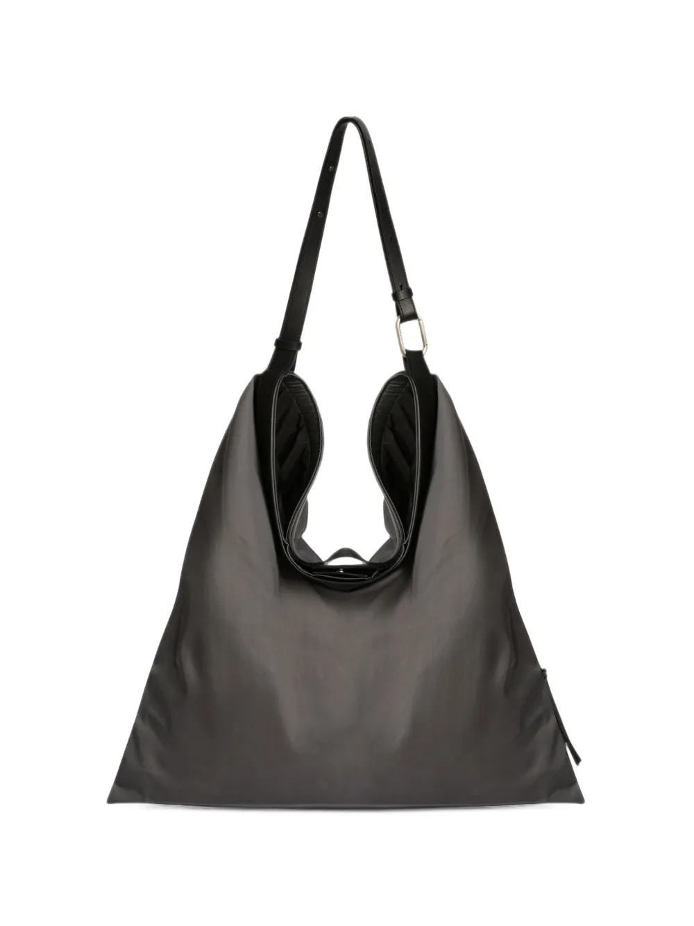 Jil Sander Leren tas met bandje en logo Grijs