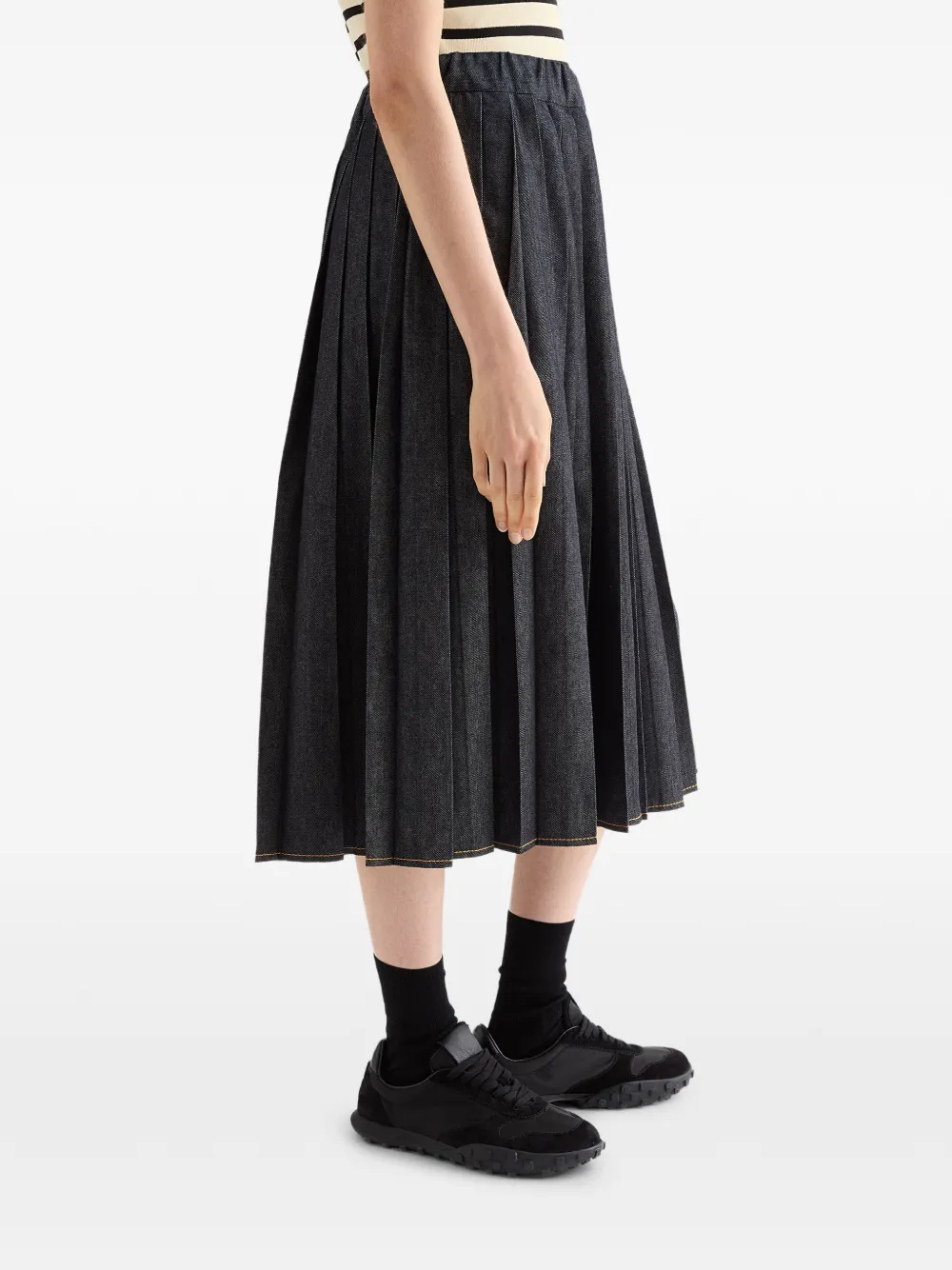 Jil Sander Lichtgewicht denim rok met plooien Grijs