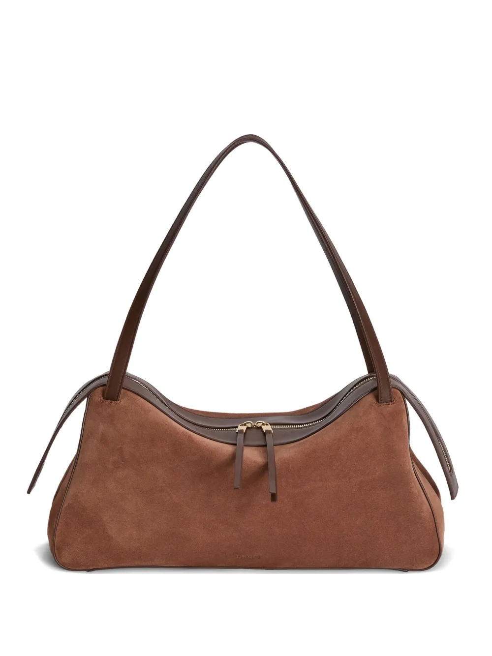 Jil Sander Dune Schultertasche mit geprägtem Saum - Braun