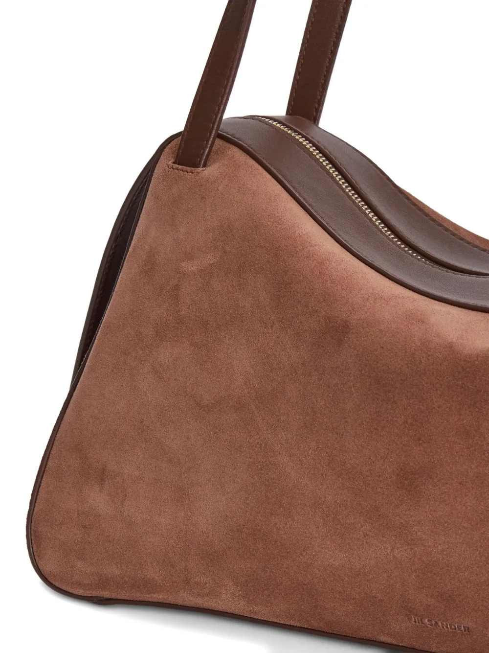  Jil Sander Dune Embossed Trim Shoulder Bag - Brown 