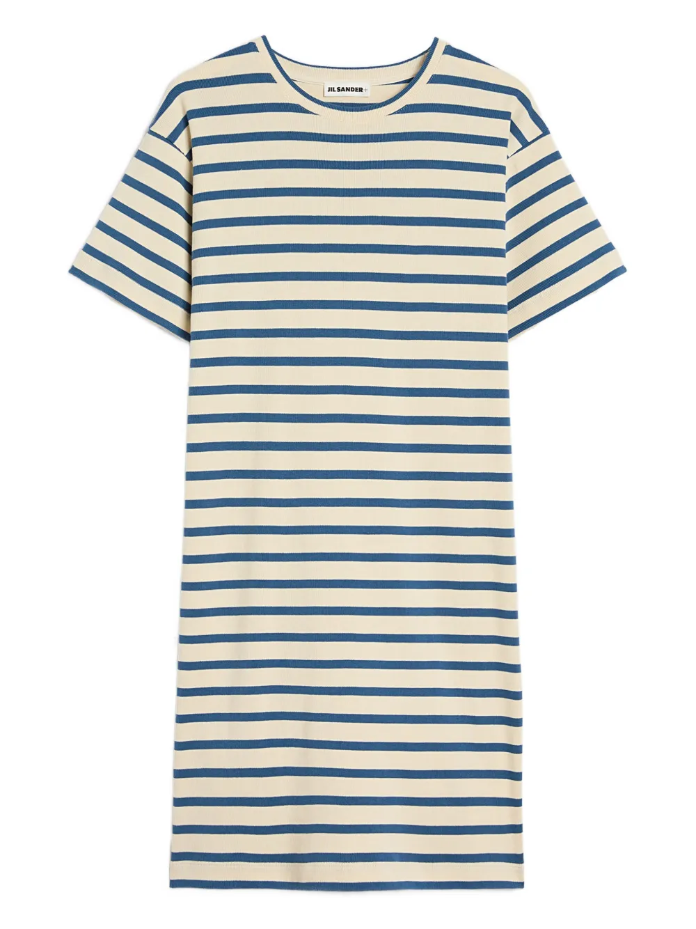 Jil Sander Striped Cotton Dress In Neutral