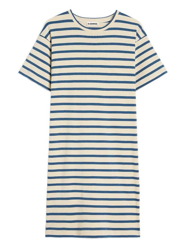 jil sander cotton dress Jil Sander Heavy Organic Cotton Poplin A-Line Midi Dress in Optic White