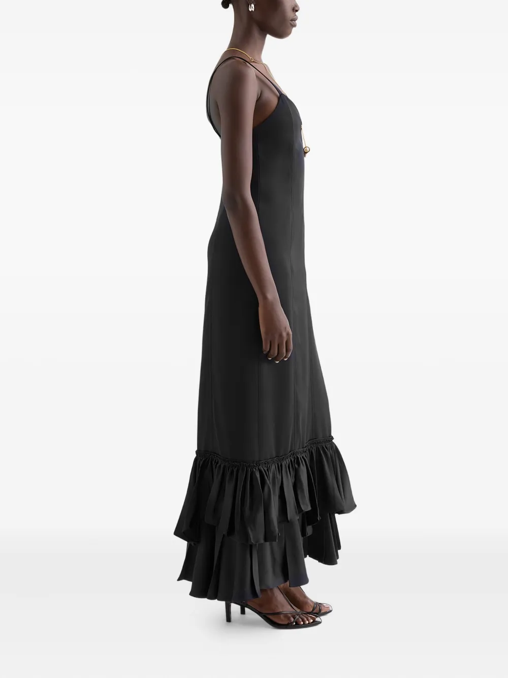 Jil Sander Jurk met ruches Zwart
