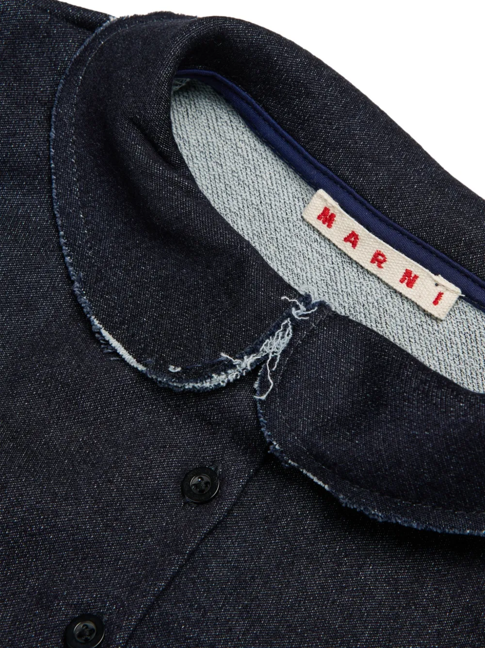 Marni Kids Spijkershirt met pofmouwen en ronde kraag Blauw