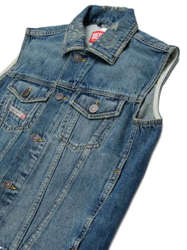 Diesel Kids Jnhill-Over-Sm ボタン ノースリーブベスト | ブルー 