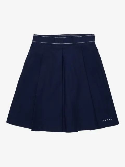 Marni Kids 로고 자수 플리츠 스커트