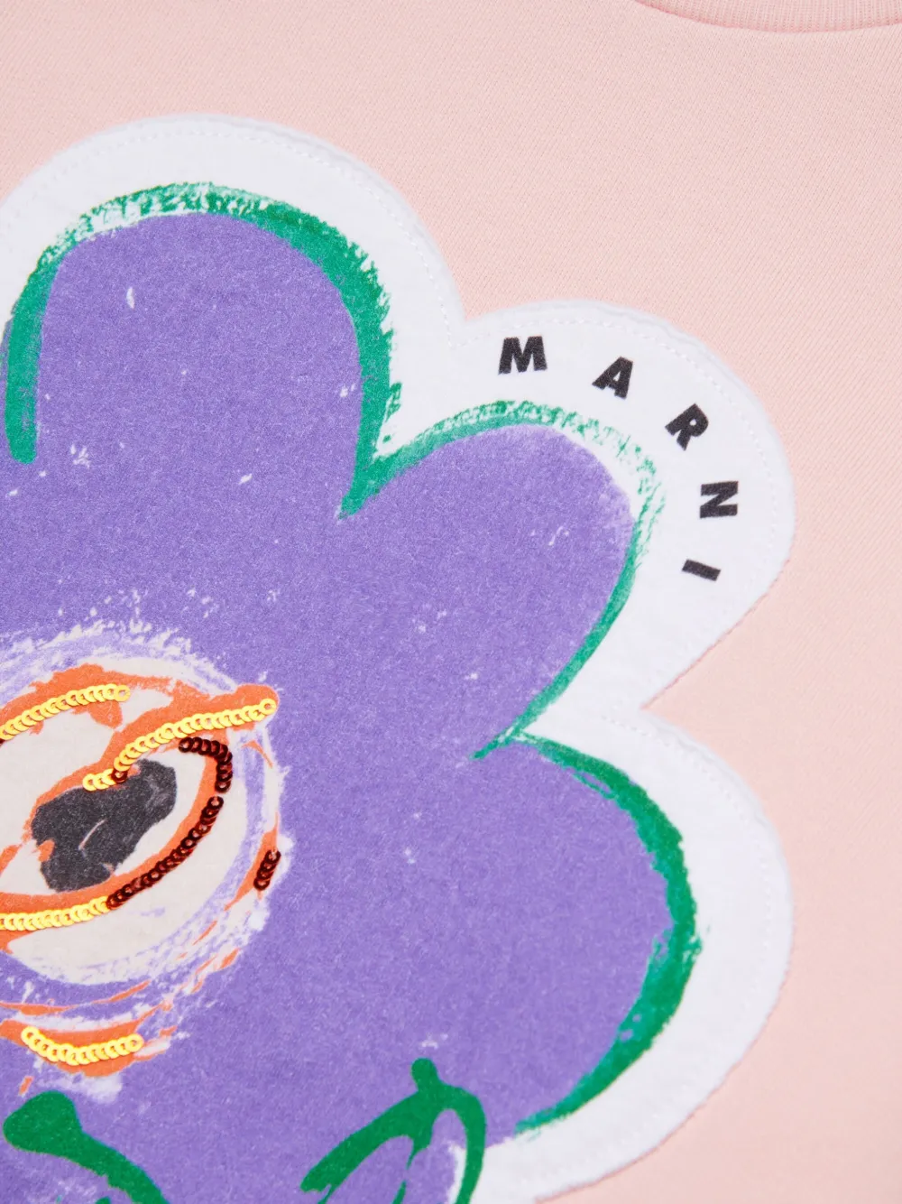Marni Kids Flower Patch Crewneck Sweatshirt In Pink