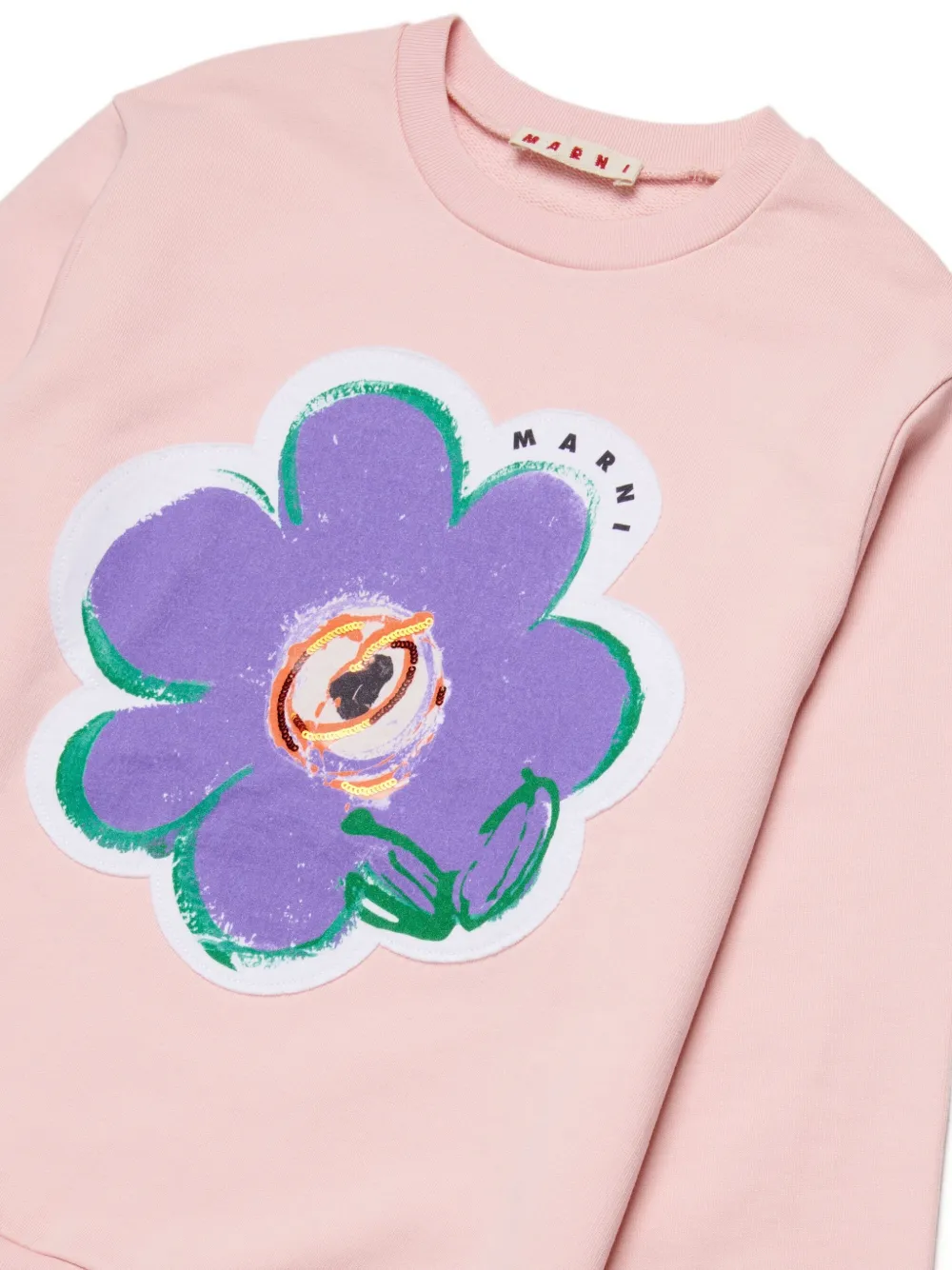 Marni Kids Flower Patch Crewneck Sweatshirt In Pink