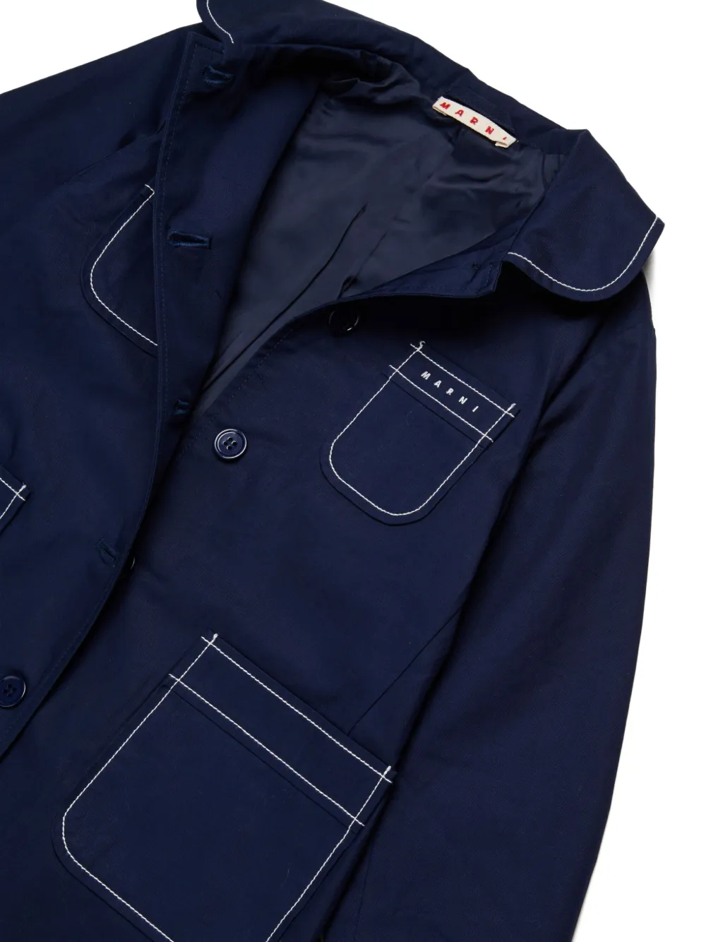 Marni Kids Trenchcoat met ronde kraag en lange mouwen Blauw