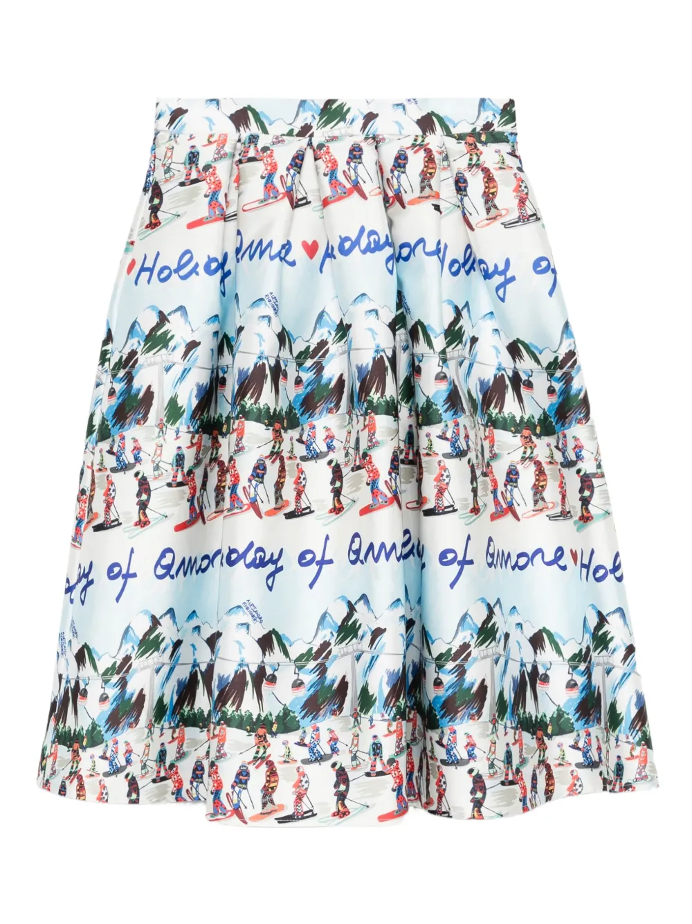 alessandro enriquez graphic print pleated midi skirt | White | Image 1