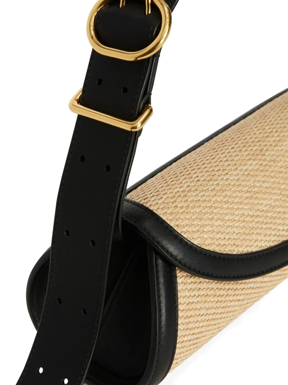 Jil Sander Small Cannolo Raffia Leather Trims Handbag In Neutral