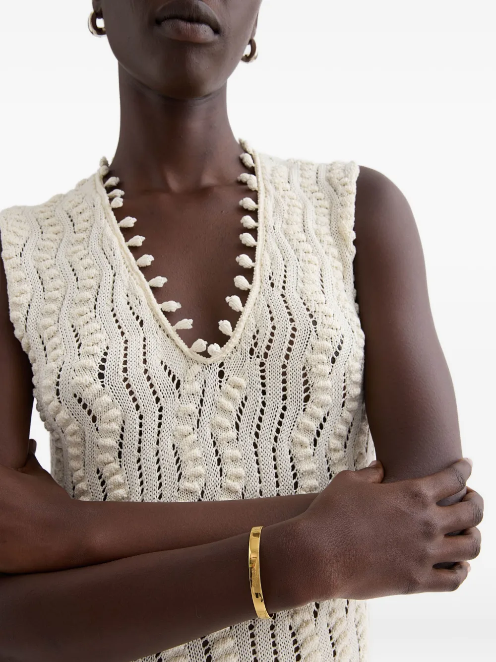 Jil Sander Engraved-logo Bracelet In Gold