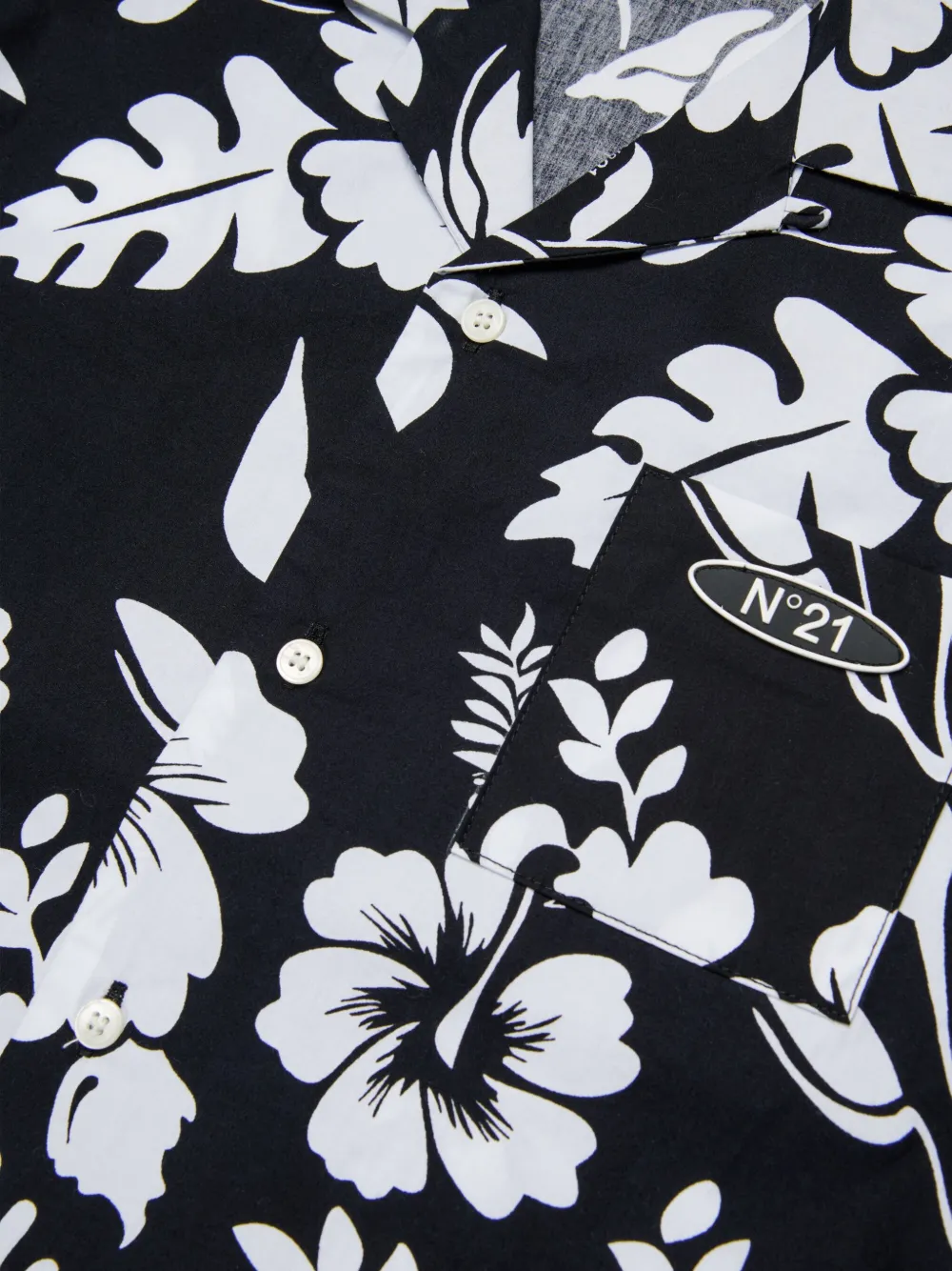  Nº21 Kids Floral Pocket Shirt - Black 