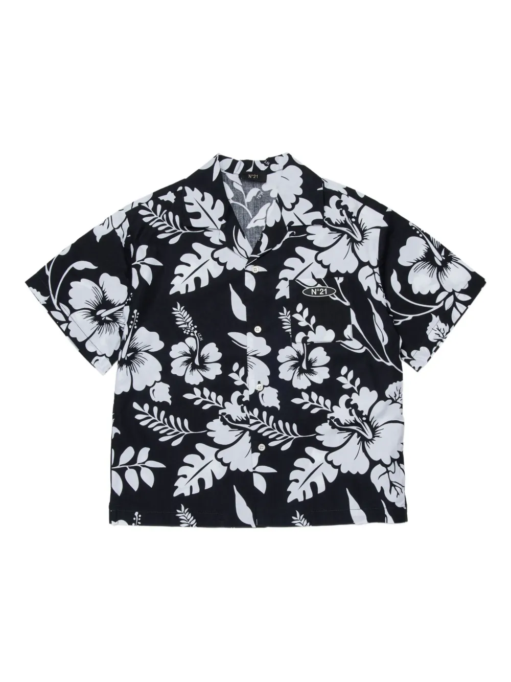 Nº21 Kids Camicia a fiori - Nero