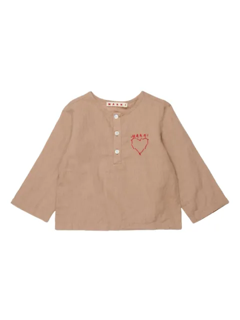 Marni Kids camisa con corazón bordado