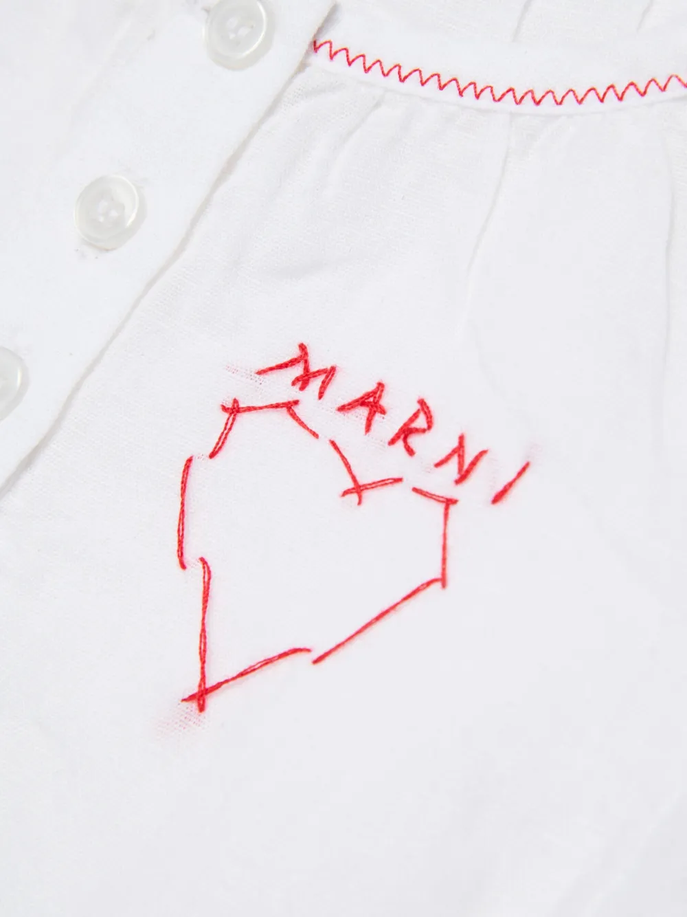 Marni Kids Jurk met ruches en borduurwerk Wit