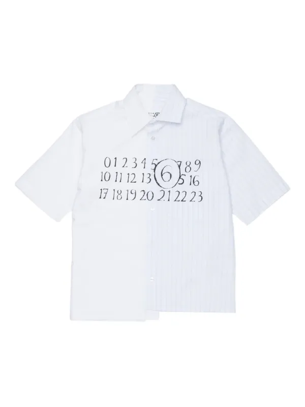 MM6 Maison Margiela Kids シャツ MM6 Maison Margiela Kids Striped Panel Shirt | White | FARFETCH
