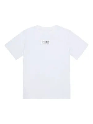 MM6 MAISON MARGIELA キッズロゴプリント ホワイトTシャツ MM6 Maison Margiela Kids logo-print Cotton T-shirt | White | FARFETCH