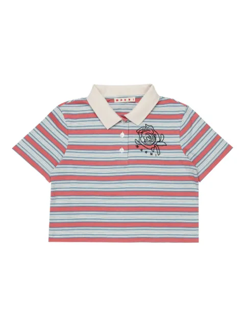 Marni Kids striped rose-motif polo shirt