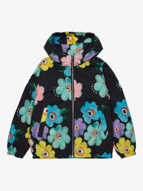 Marni Kids floral-print hooded bomber jacket