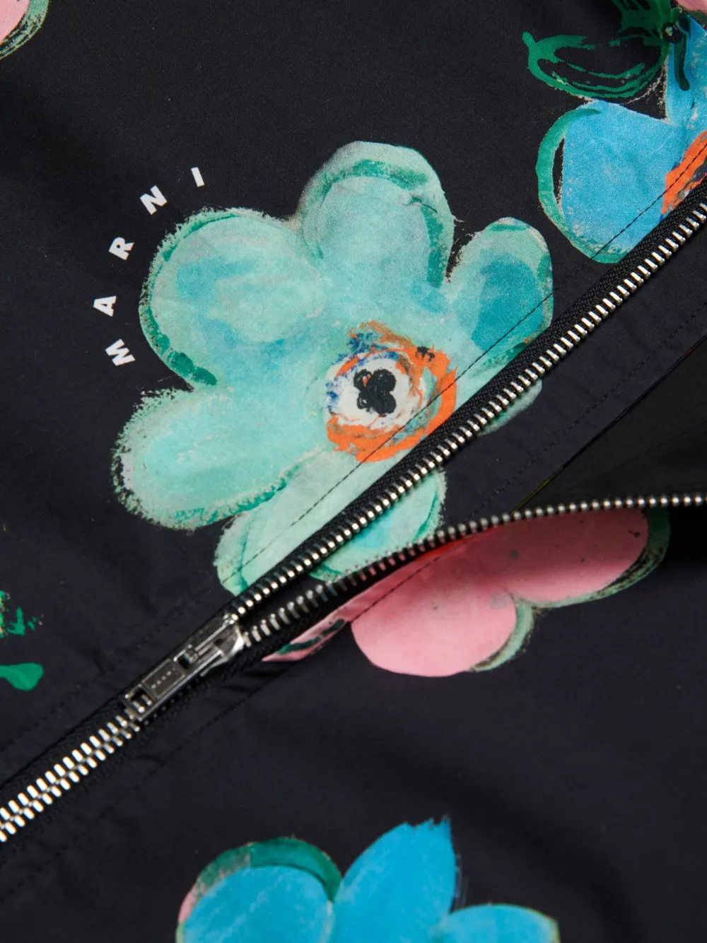 Marni Kids Bomberjack met bloemenprint Zwart