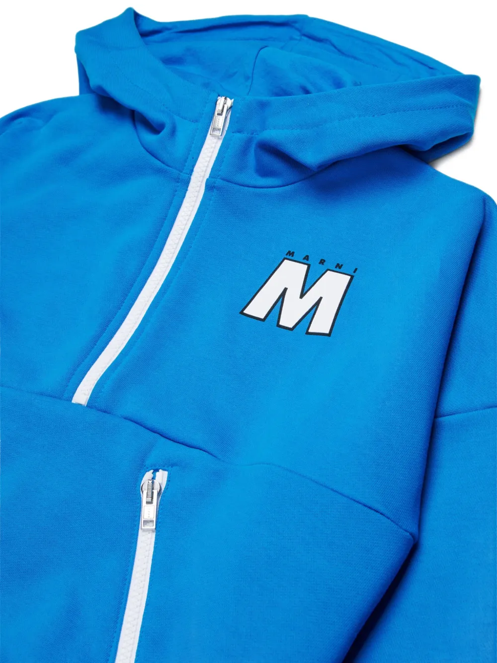 Marni Kids Hoodie met halve rits en lange mouwen Blauw