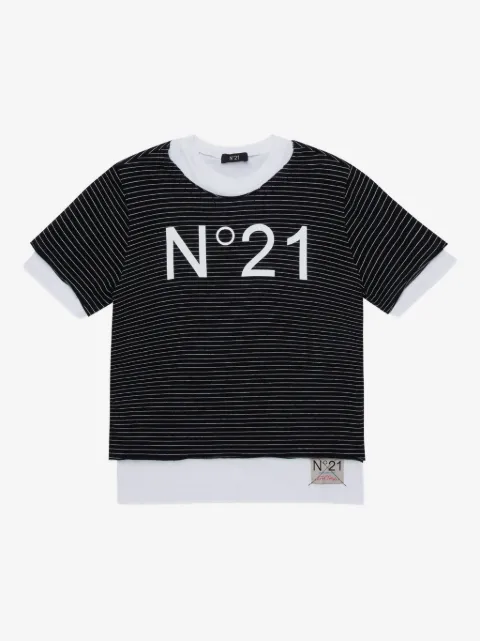 Nº21 Kids Gestreiftes T-Shirt mit Logo