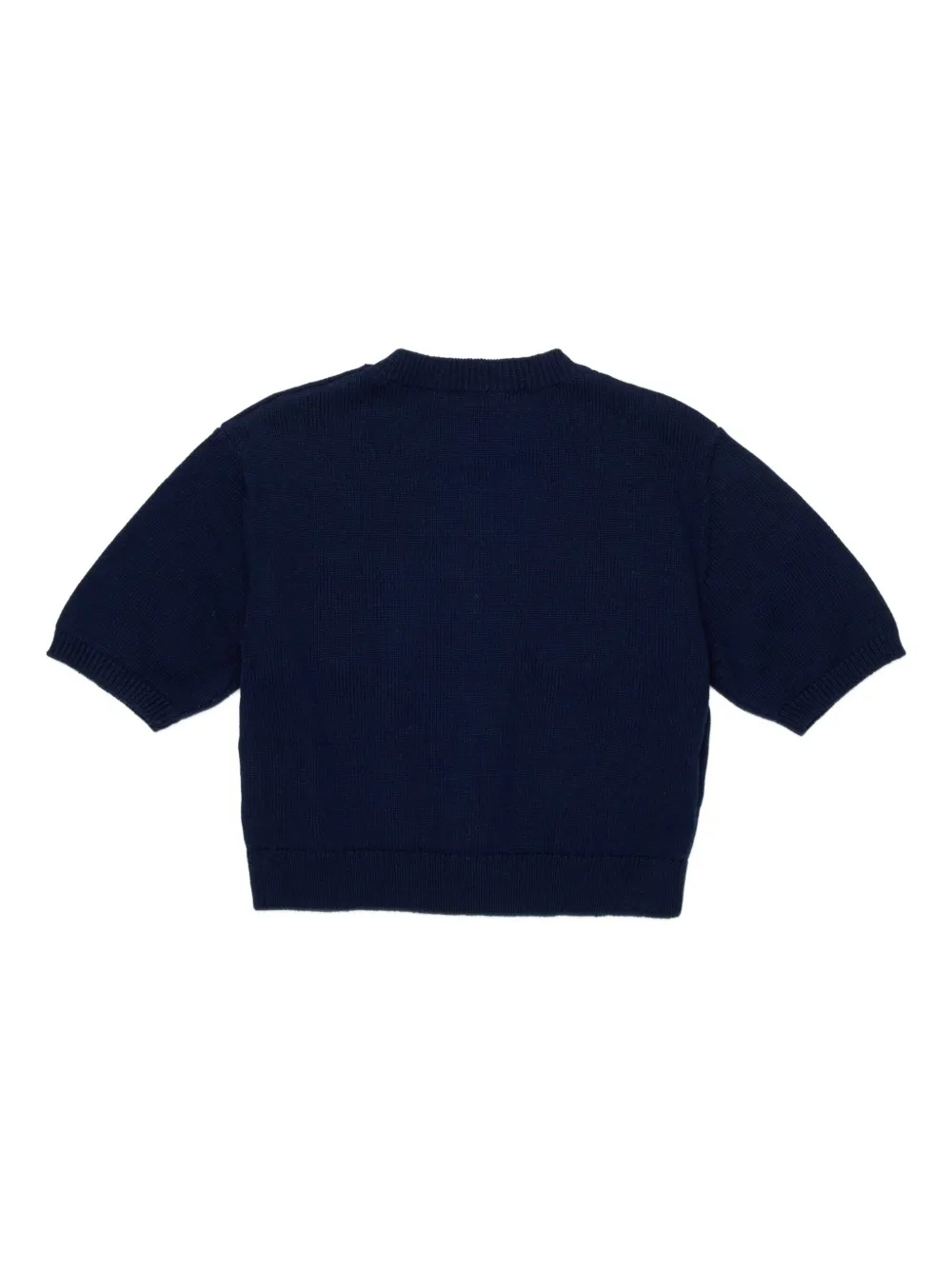 Marni Kids Gebreid T-shirt met geborduurd logo en zak Blauw