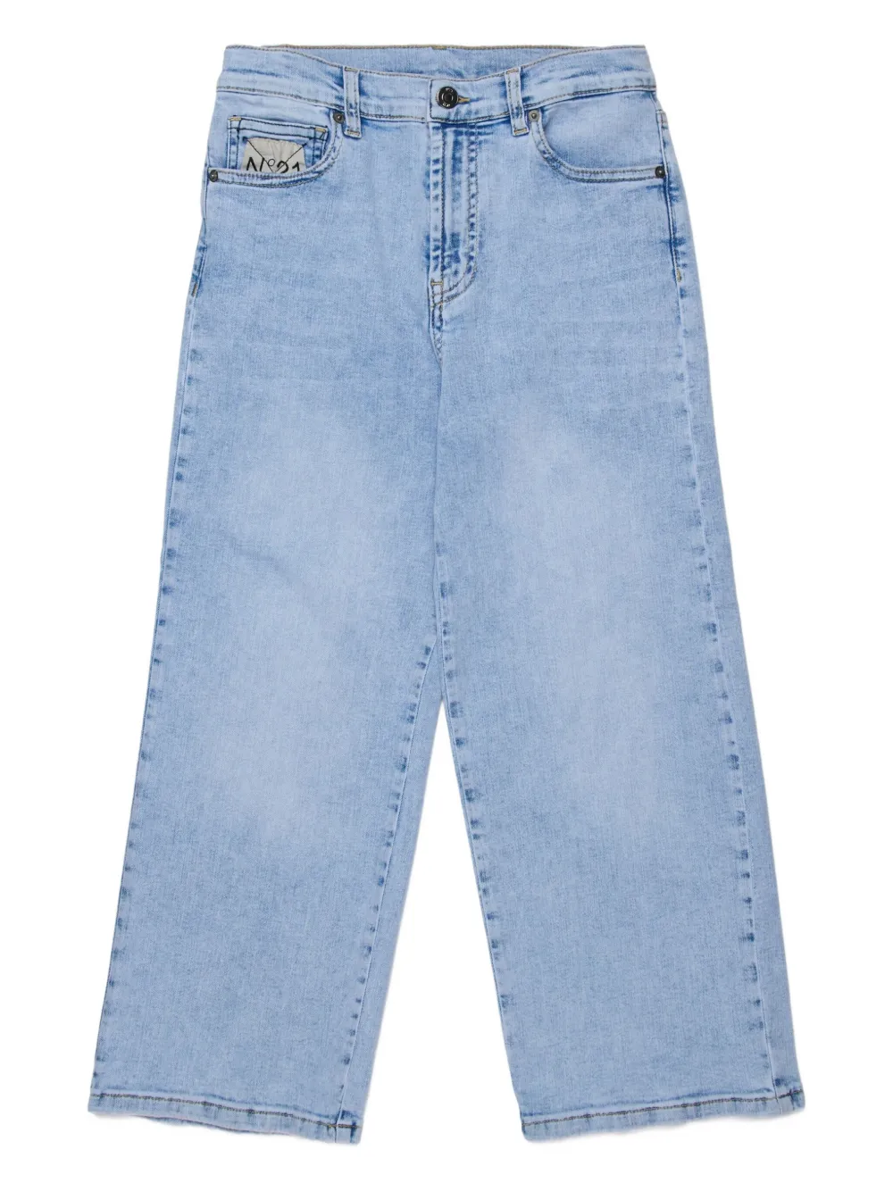 Nº21 Kids Jeans con design a cinque tasche e logo ricamato - Blu
