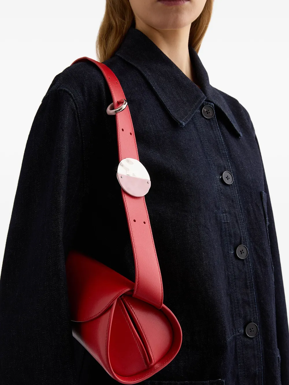 Jil Sander Cannolo tas met gegraveerd logo Grijs