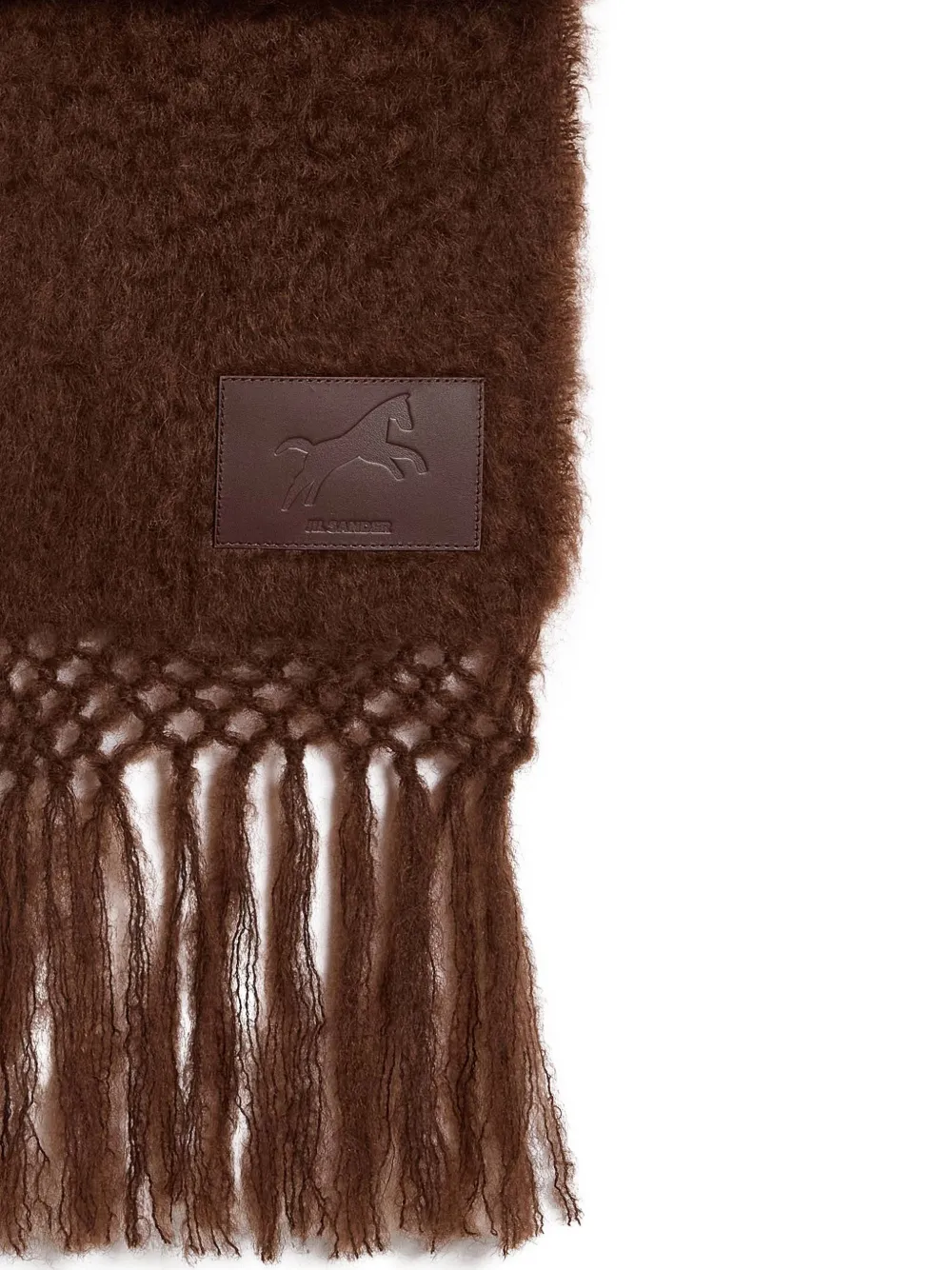 Jil Sander logo-patch fringed scarf - Bruin