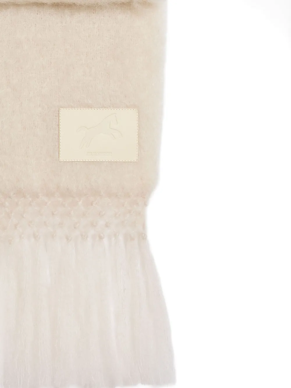 Jil Sander logo-patch fringed scarf - Beige