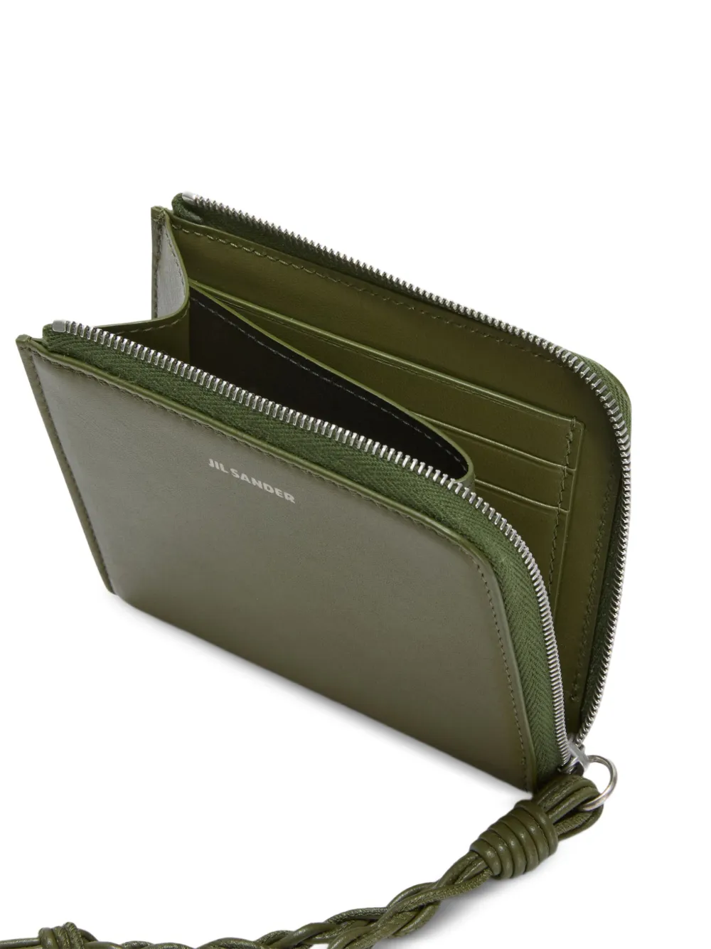 Jil Sander Zipped Knotted Leather Tangle Card Holder In