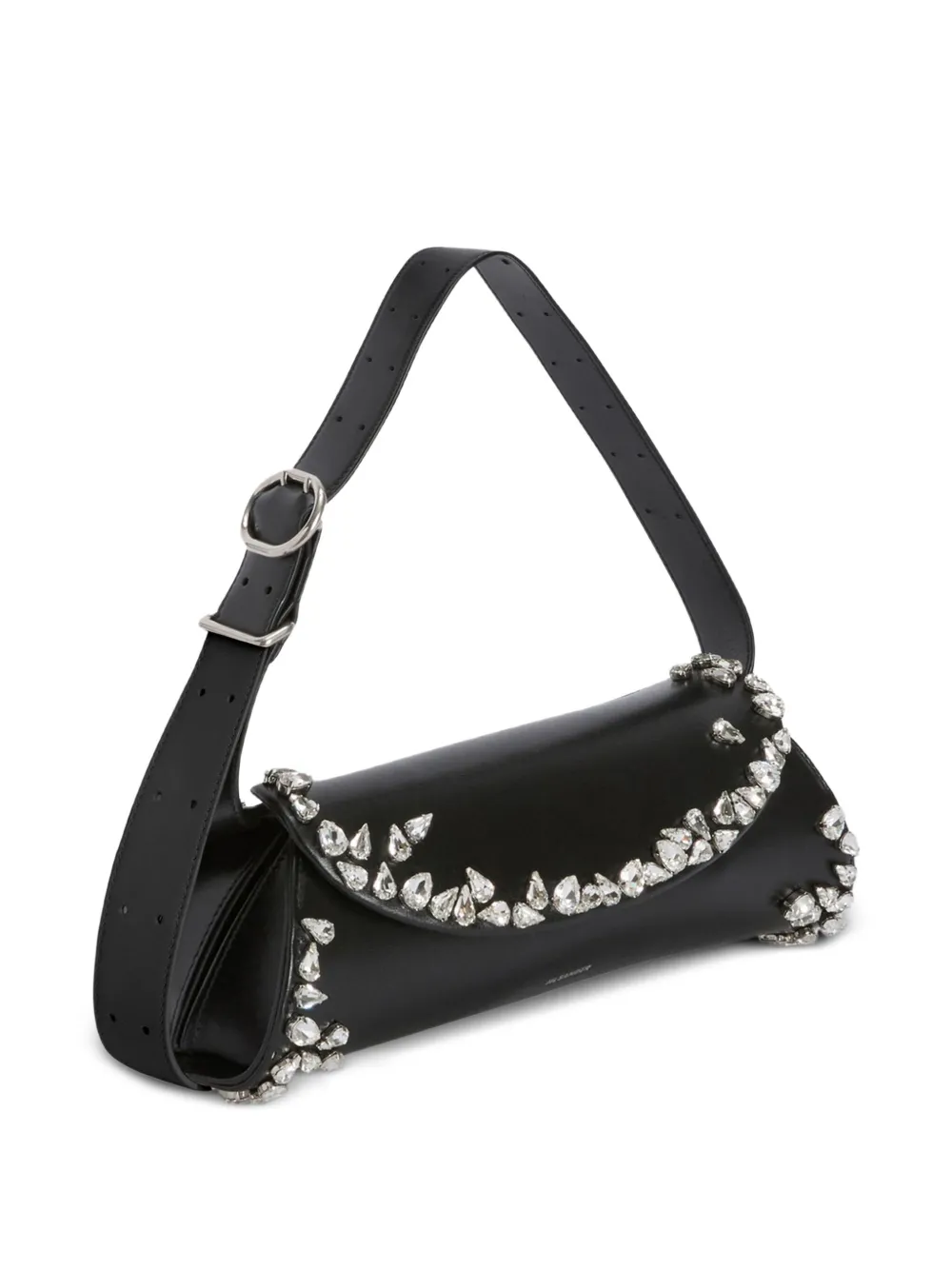 Jil Sander Small Cannolo Crystal Shoulder Bag In Black